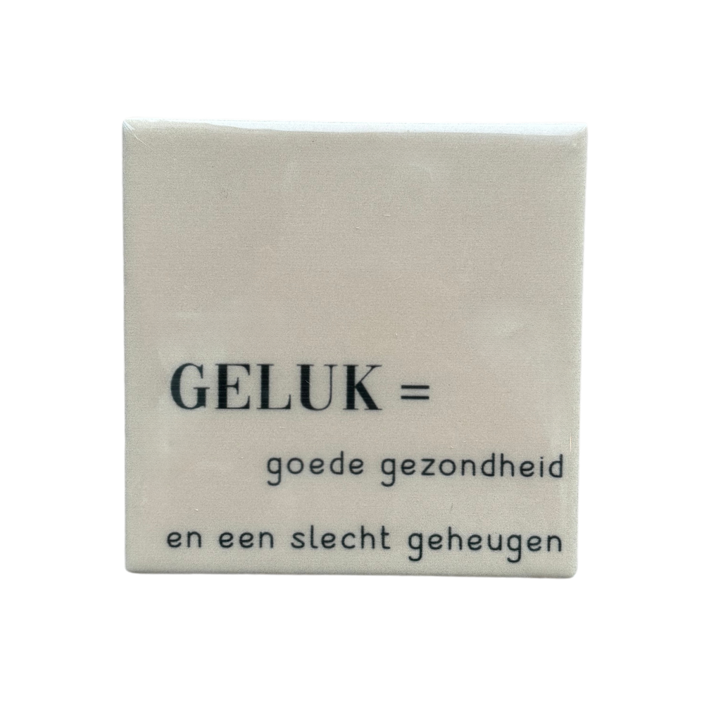 Tegeletje 'Geluk' Keramiek Wit