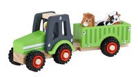 Playwood Houten Tractor met Aanhanger inclusief boer en 2 dieren - Groen