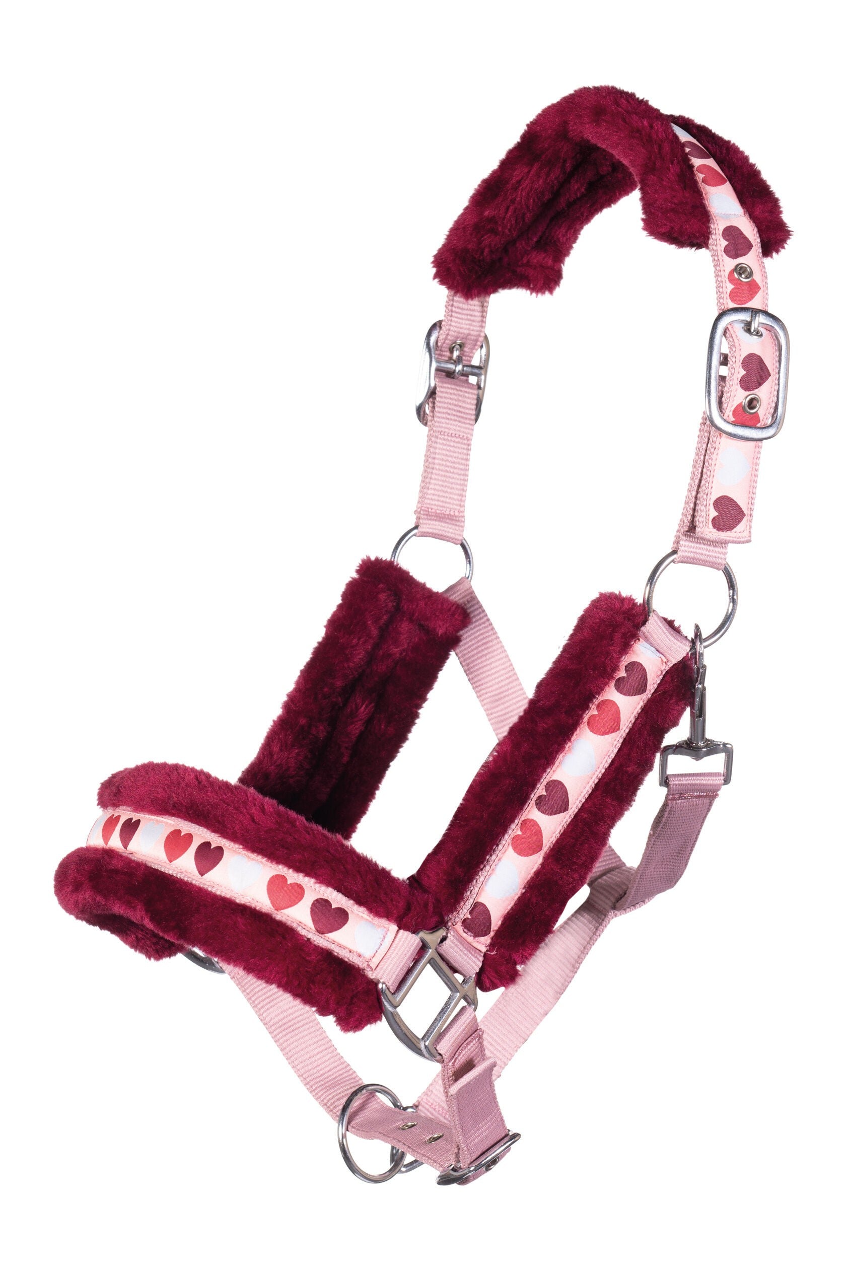 HKM Halster roze/rood met hartjes