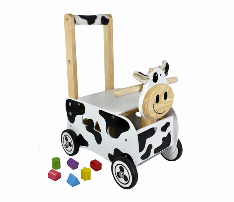 PlayWood Loopwagen Zwarte Koe