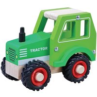 Houten tractor met rubberen wielen